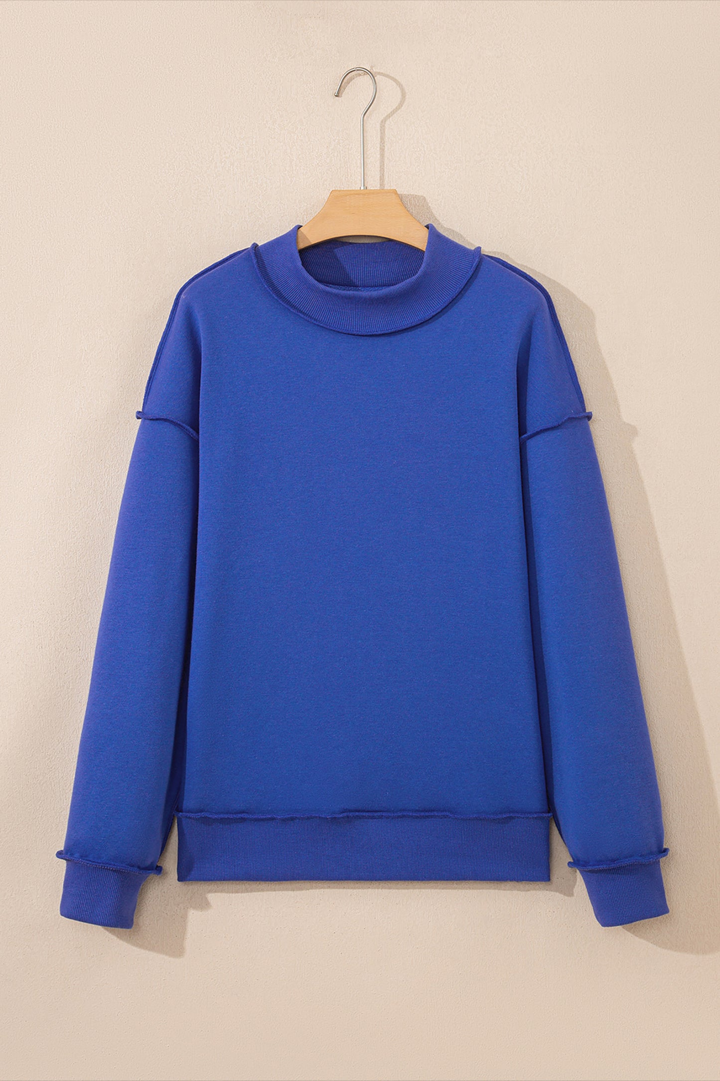 Apricot Oversize Drop Shoulder Reversible Mock Neck Sweatshirt