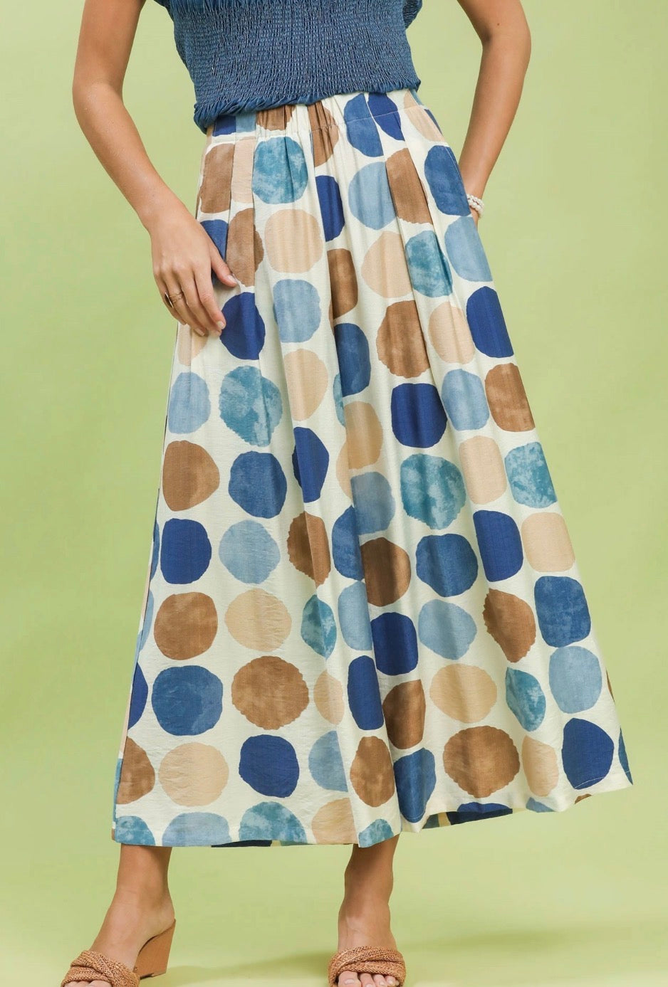 Umgee Blue Mix Wide Leg Pants