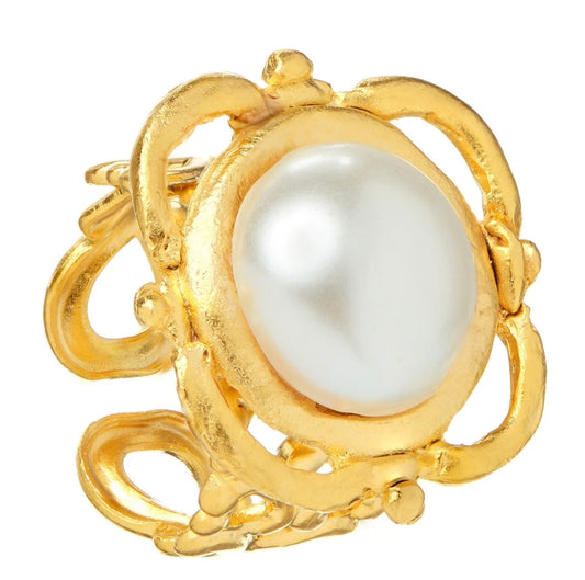 Susan Shaw Pearl Scroll Ring