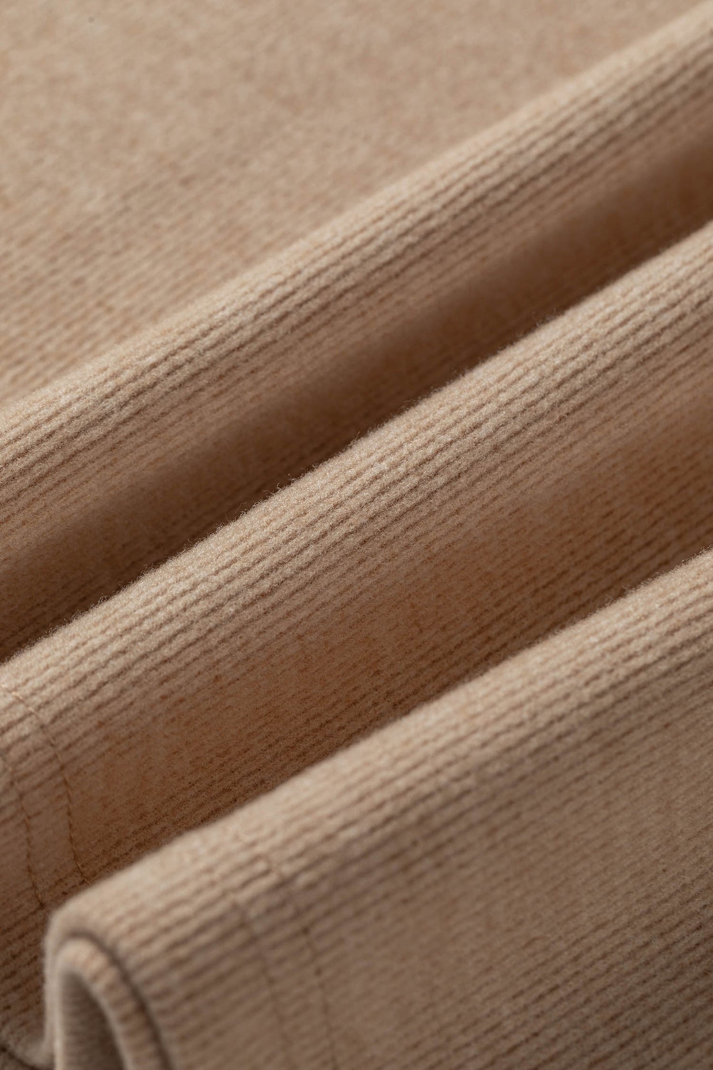 Light French Beige Solid Color Short Sleeve Ribbed Top Casual Pants 2pcs Set
