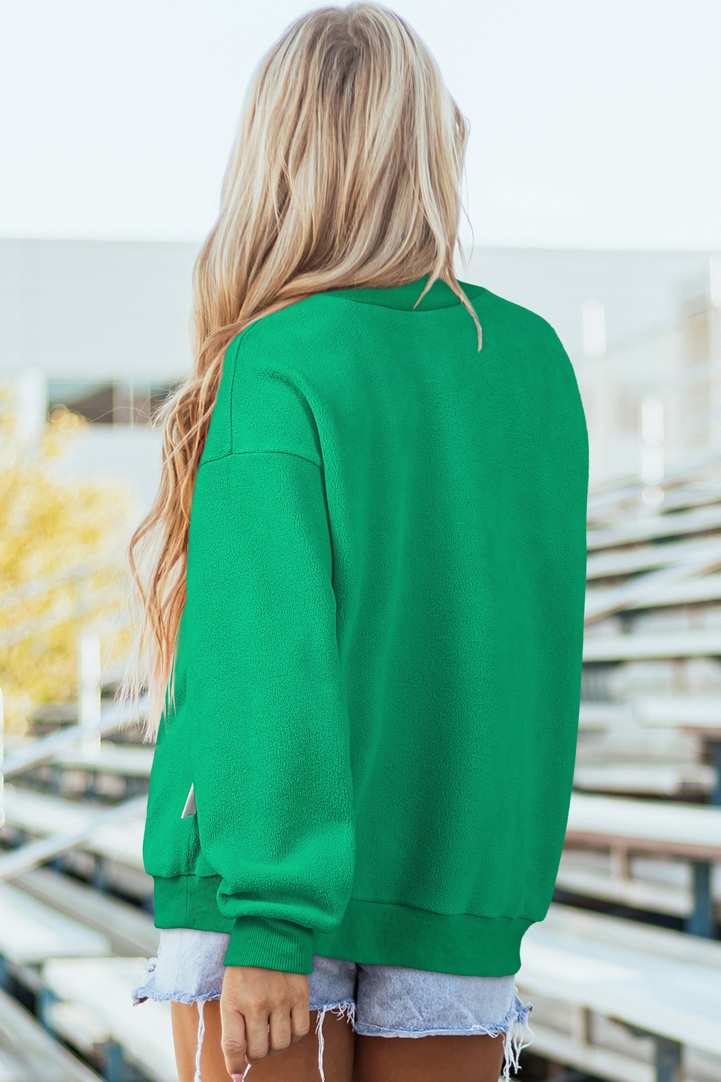 Apricot Oversize Drop Shoulder Reversible Mock Neck Sweatshirt