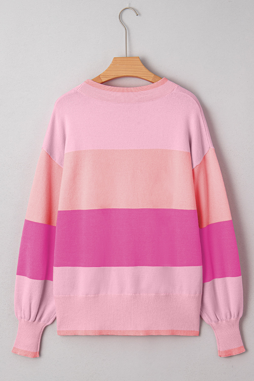 Pink HOLLY JOLLY Sequined Color Block Crew Neck Sweater