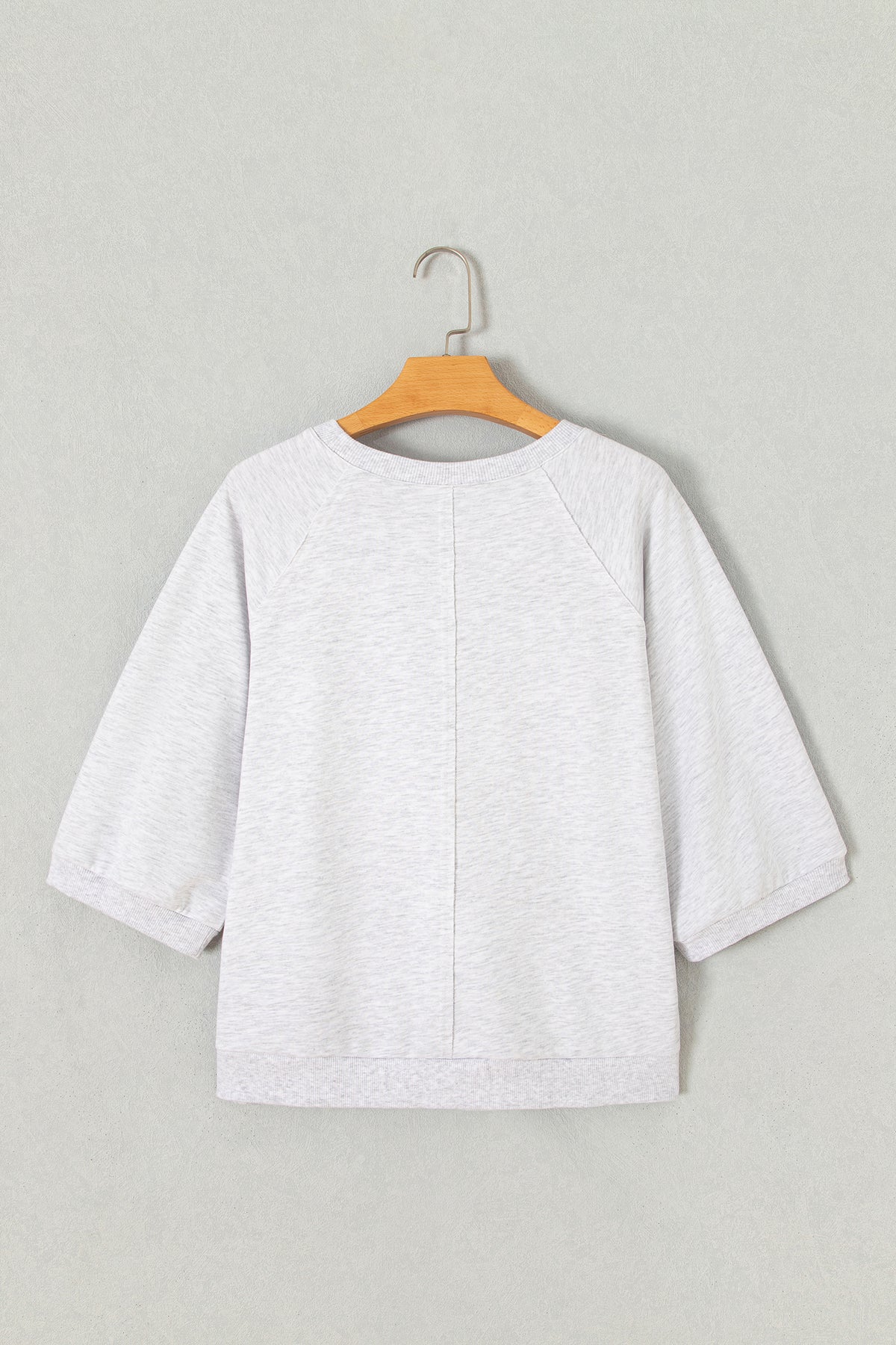 Light Grey GOD IS GOOD Patchwork Applique Relaxed 3/4 Sleeve Tunic Top