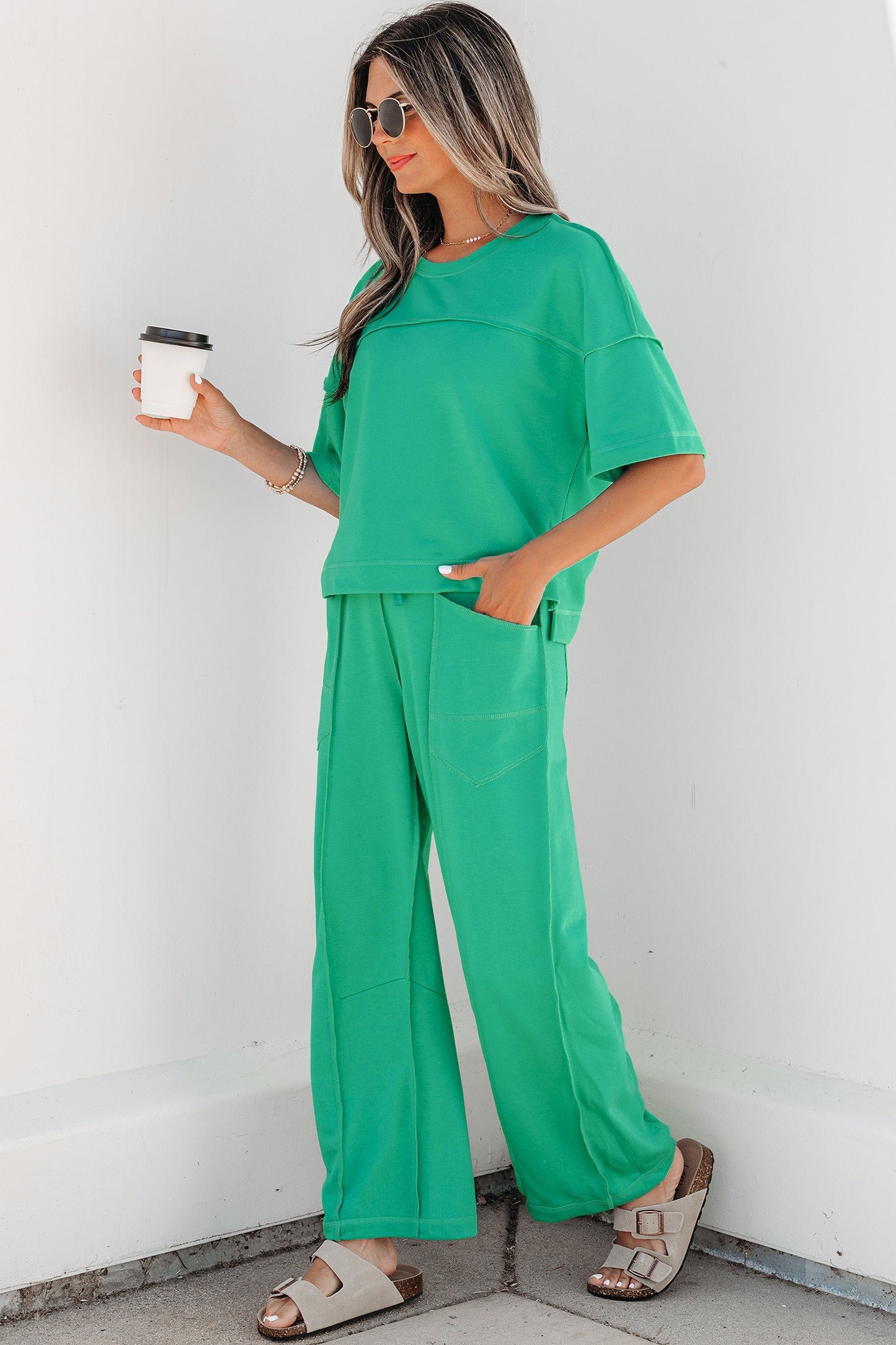 Racing Red Drop Shoulder Boxy Tee and Barrel Pants Set