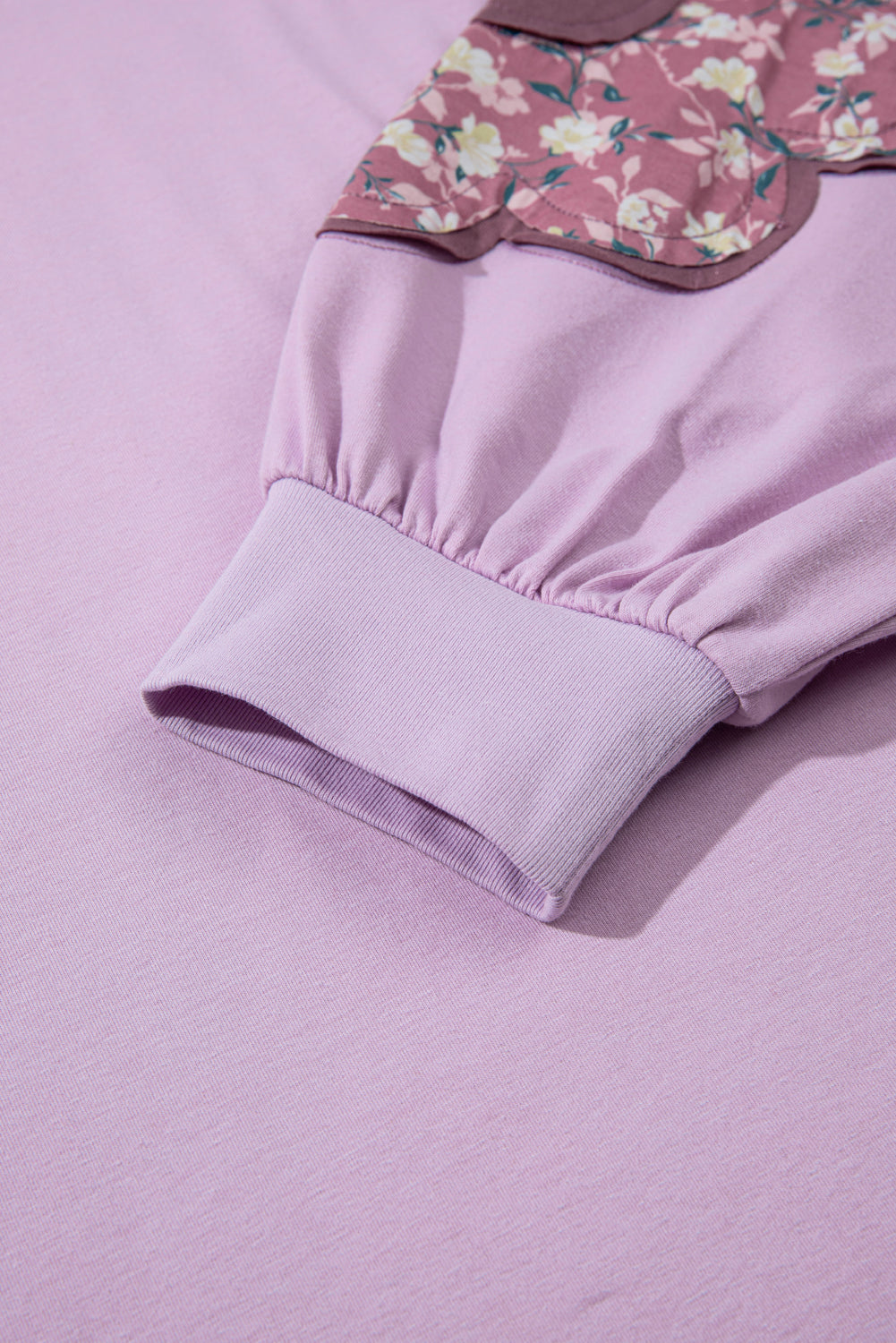 Phalaenopsis Flower Patched Colorblock Plus Size Pullover Top