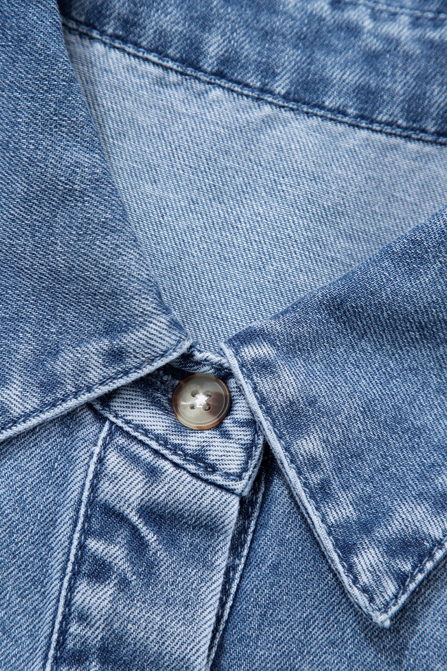 Blue Puff Half Sleeve Collared Denim Shirt