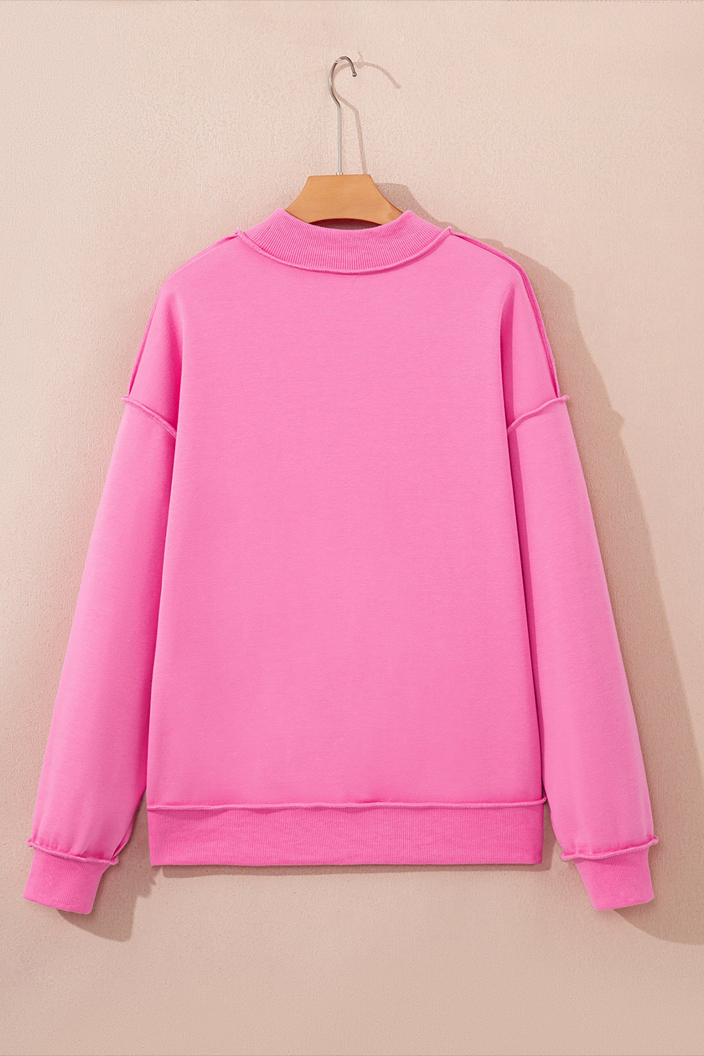 Apricot Oversize Drop Shoulder Reversible Mock Neck Sweatshirt