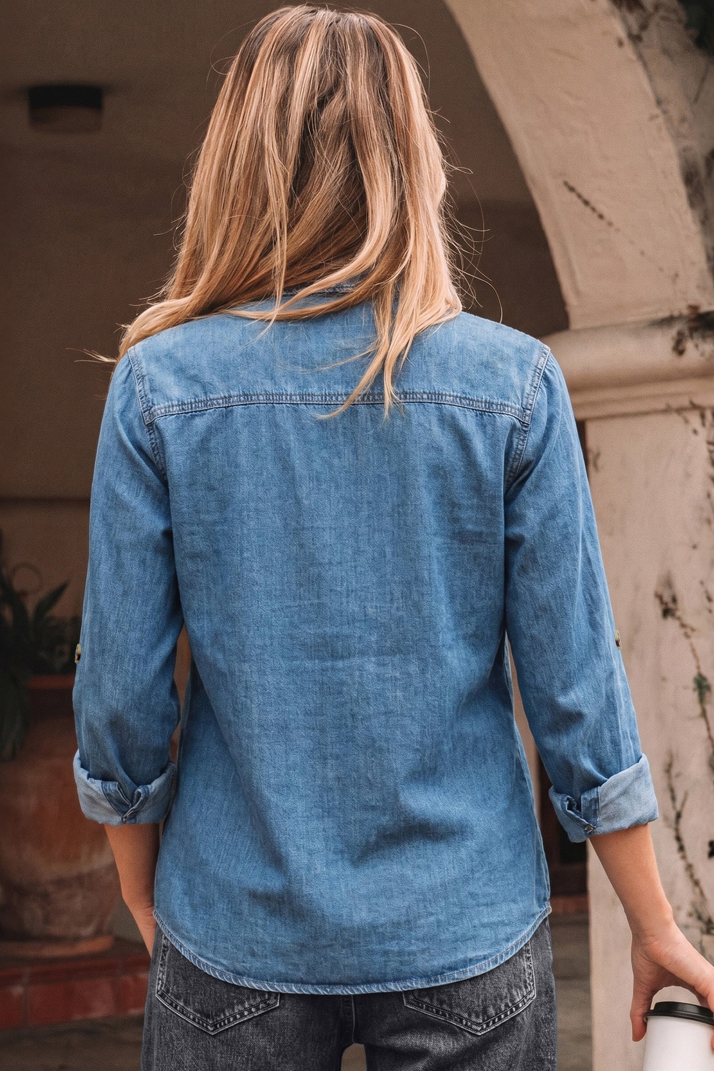 Myosotis Buttoned Down Slim Denim Shirt