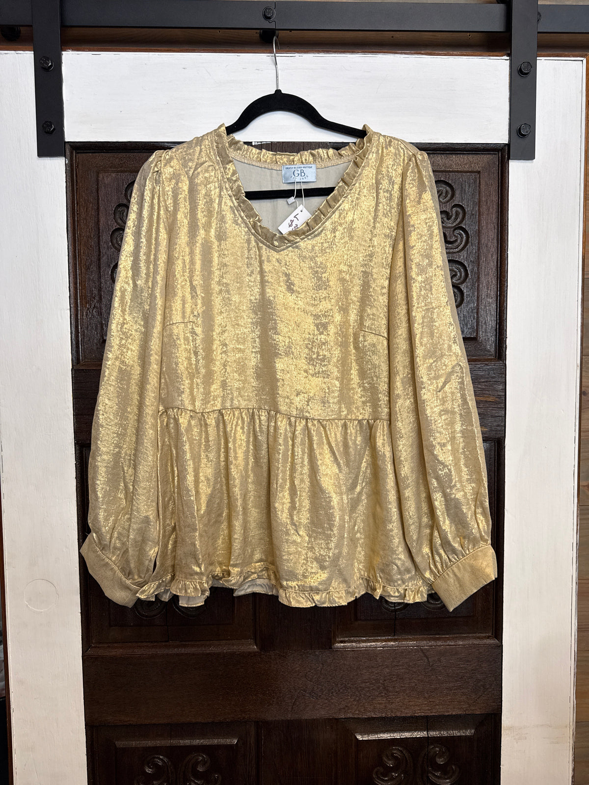 Golden Glow Ruffle Neck blouse