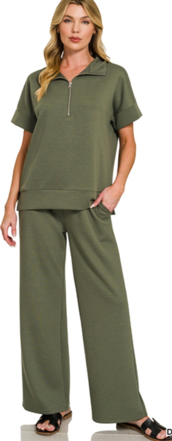 Zenana Dark Olive Scuba Set