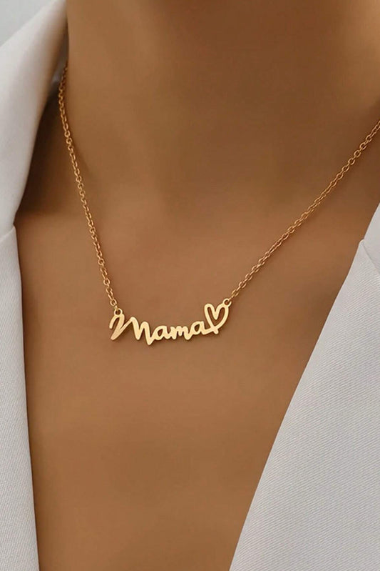 Gold Mama Heart Pendant Chain Necklace