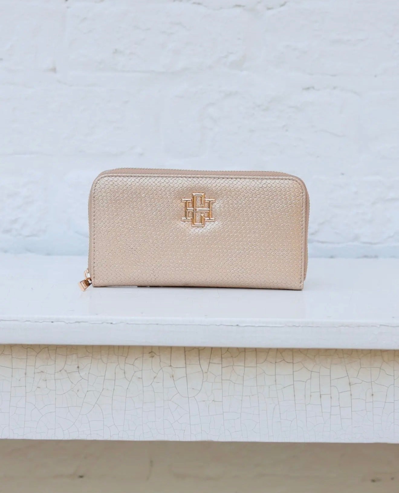 Caroline Hill Gold Woven Wallet