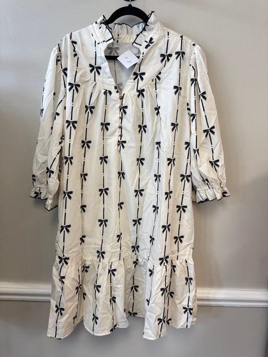 Crème/Black Bow Dress