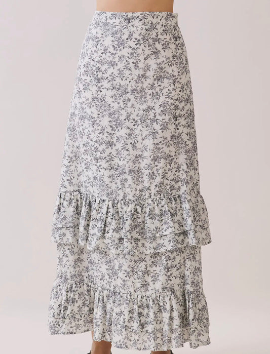 TCEC Black Floral Maxi Skirt