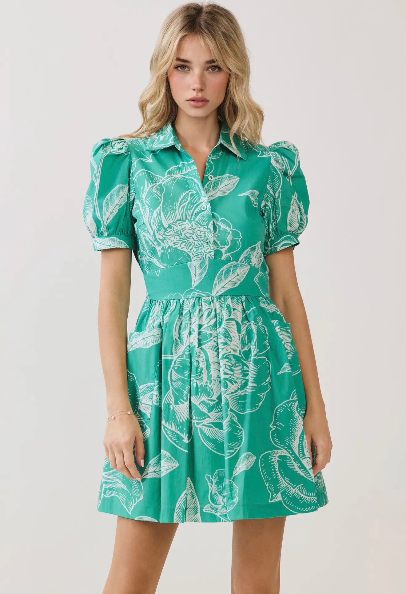 TCEC Green Floral Midi Dress