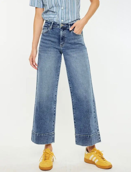 KanCan High Rise Crop Wide Leg Jeans