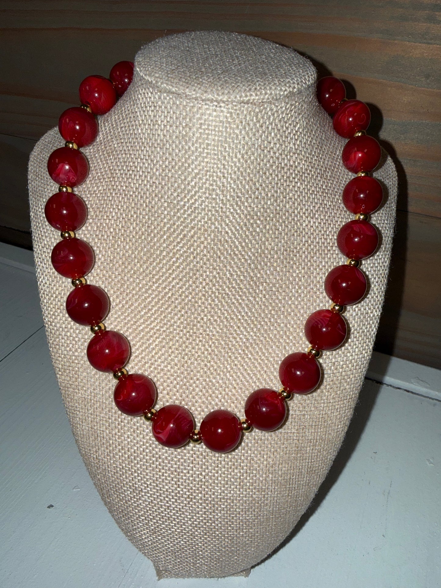 Red/Gold Beaded Necklace