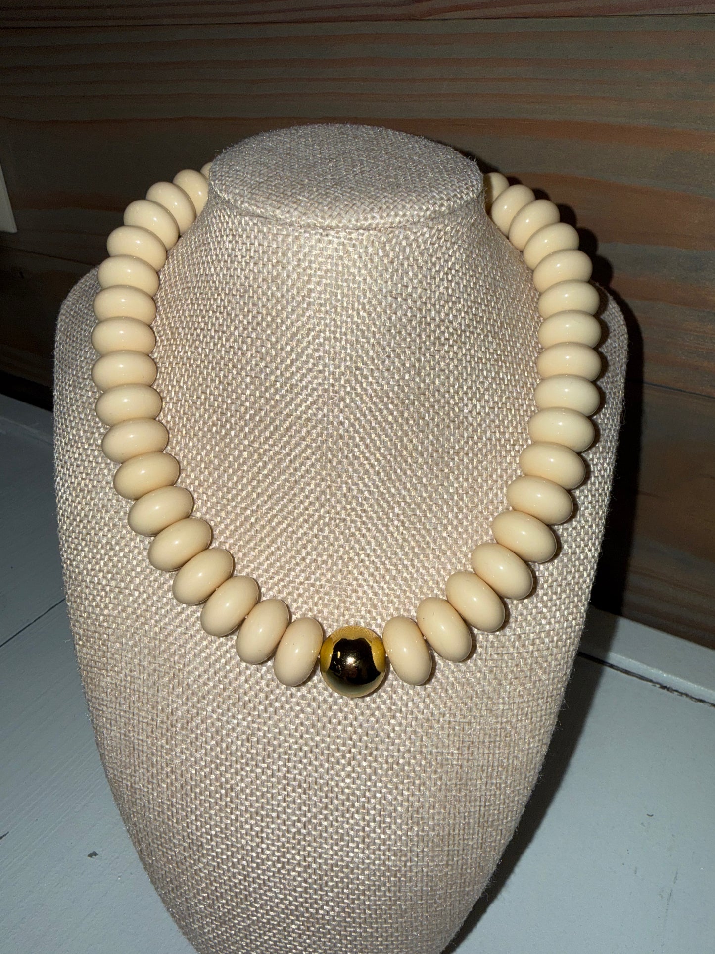 Ivory/Gold Beaded Necklace