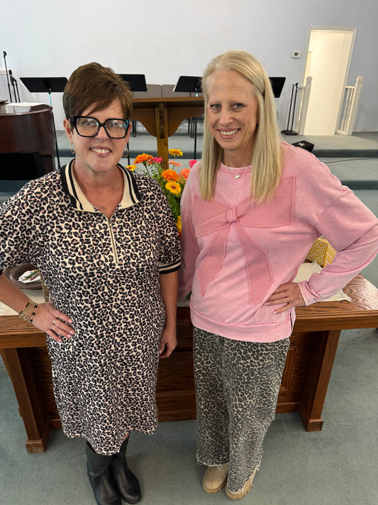 Bright Pink Mineral Wash Waffle Bow Patched Pullover Sweatshirt