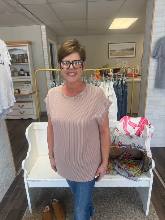 Taupe Ribbed Top