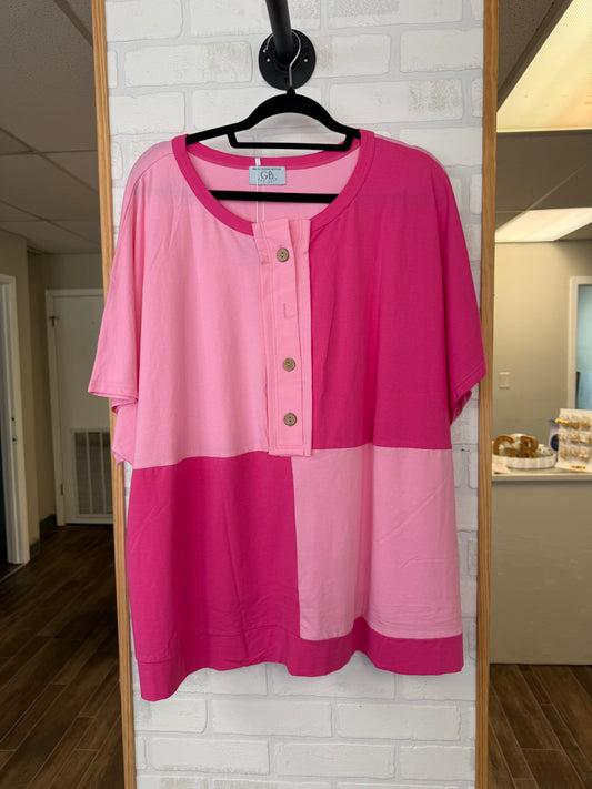 Pink Colorblock Top