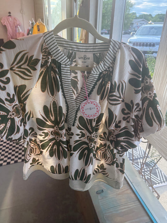 Umgee Green Floral Top