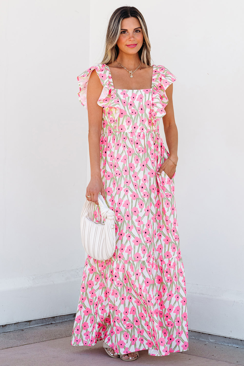 Pink Floral Maxi Dress