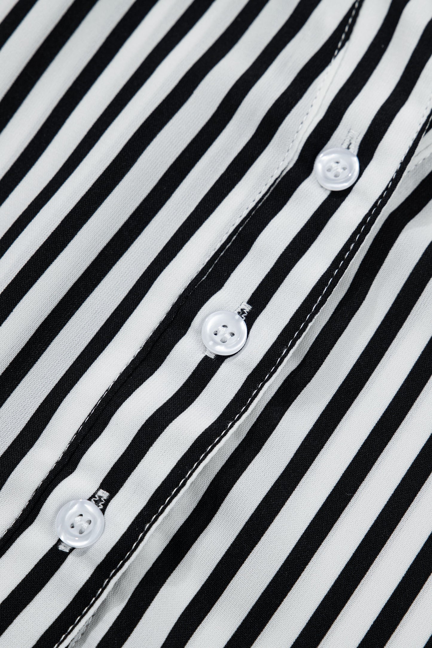 Black Striped Half Sleeve Button-Up Shirt