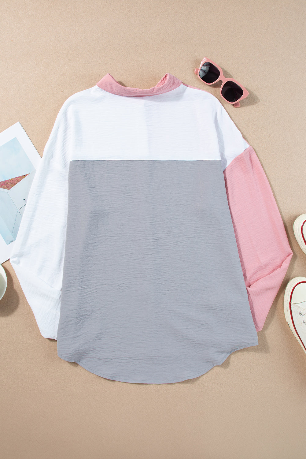 Beige Crinkle Pocket Half Sleeve Shirt