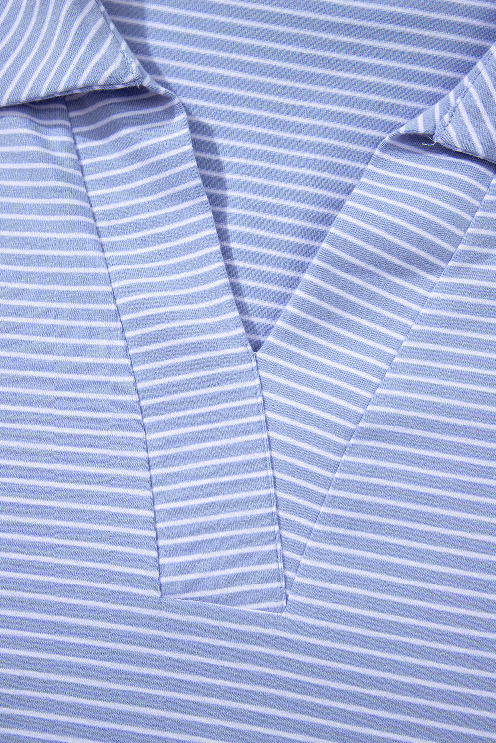 Sky Blue Striped Dolman Sleeve Pullover and Drawstring Shorts Set