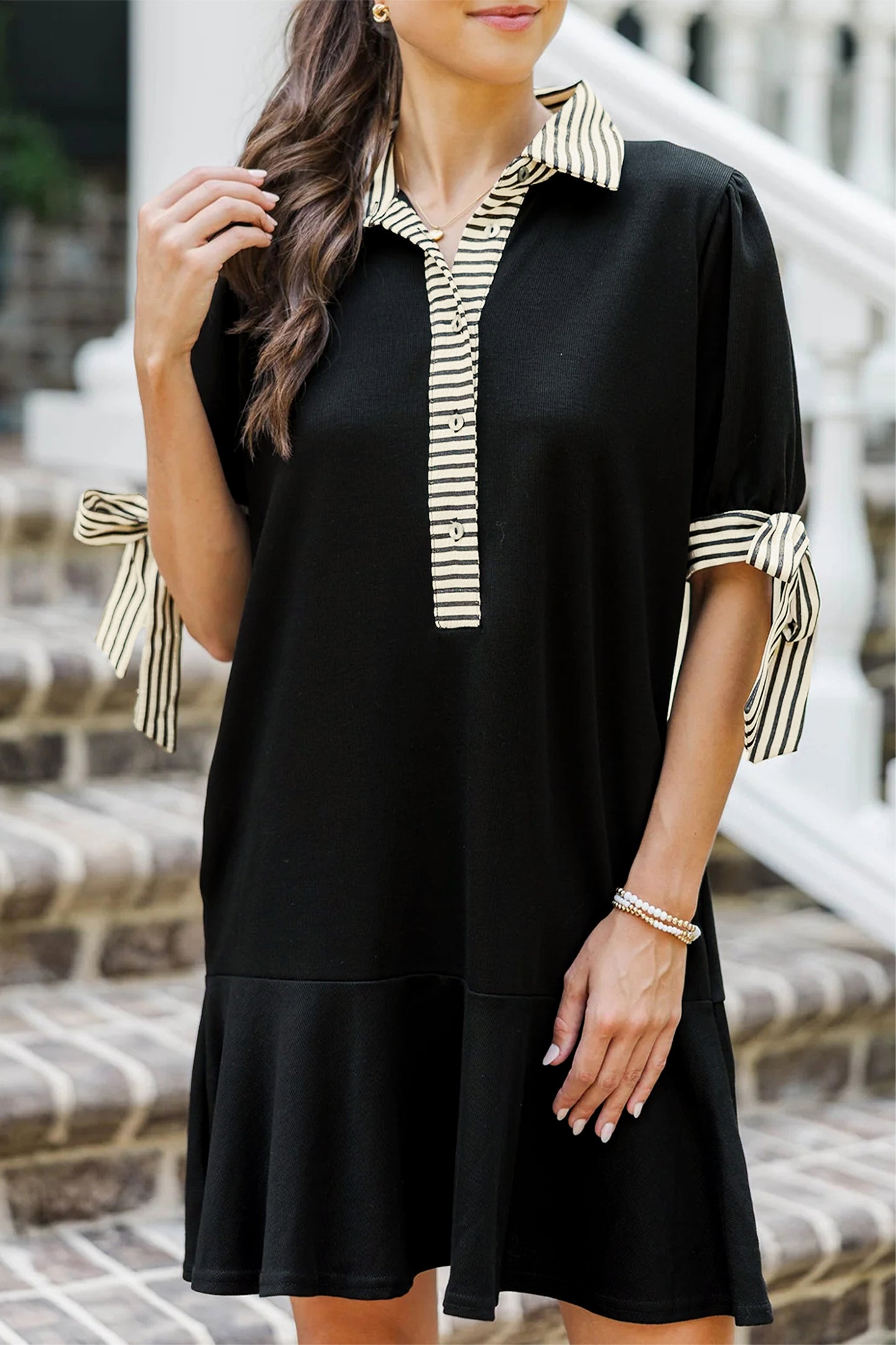 Black Stripe Mini Dress