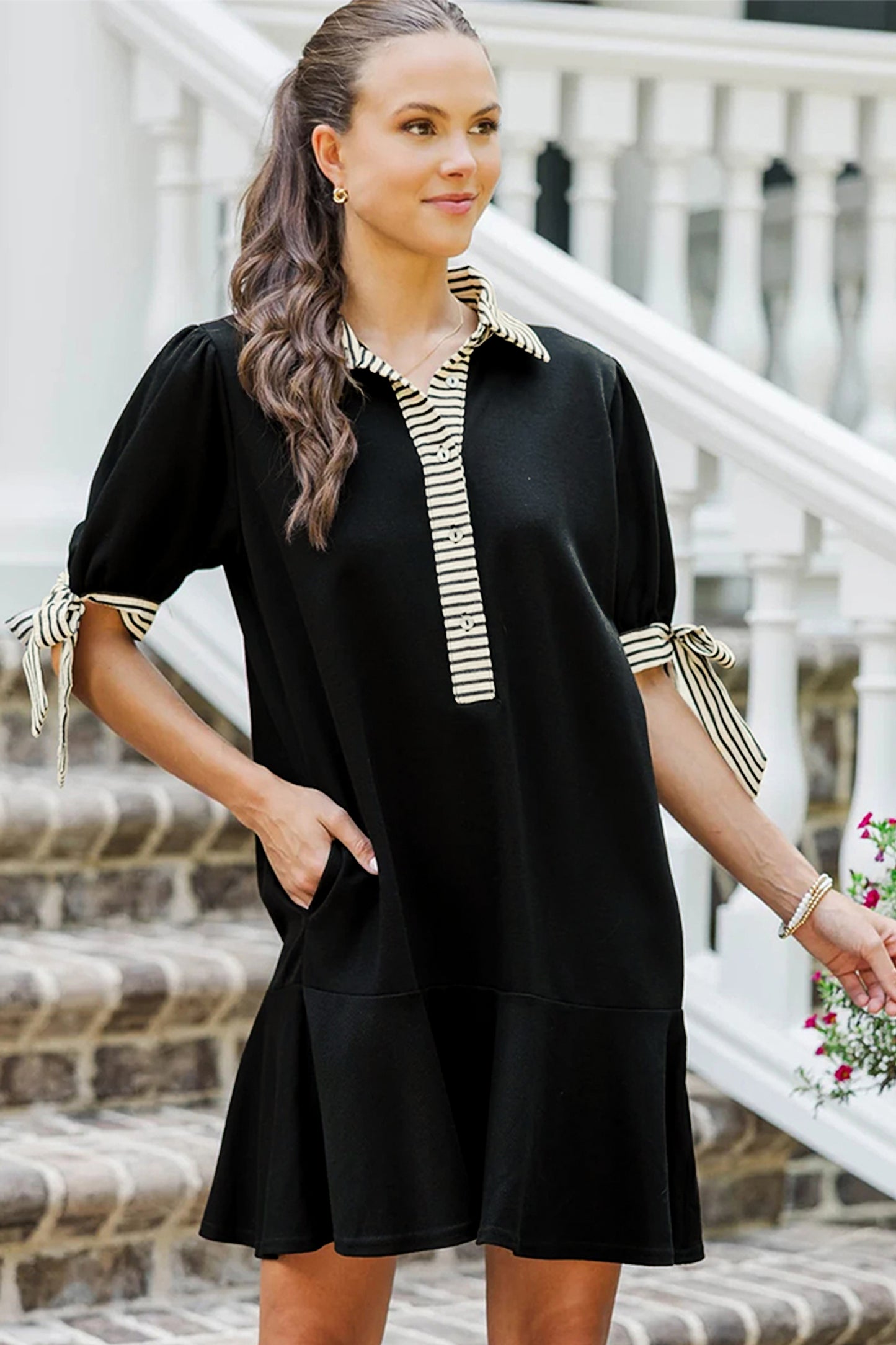 Black Stripe Mini Dress