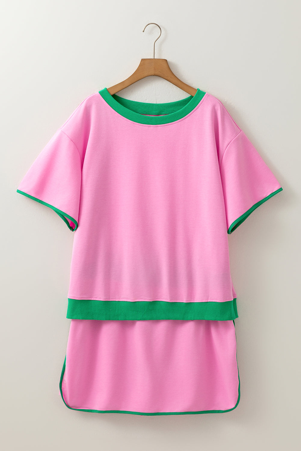 Evergreen Plus Size Contrast Trim T Shirt and Skort Two Piece Set