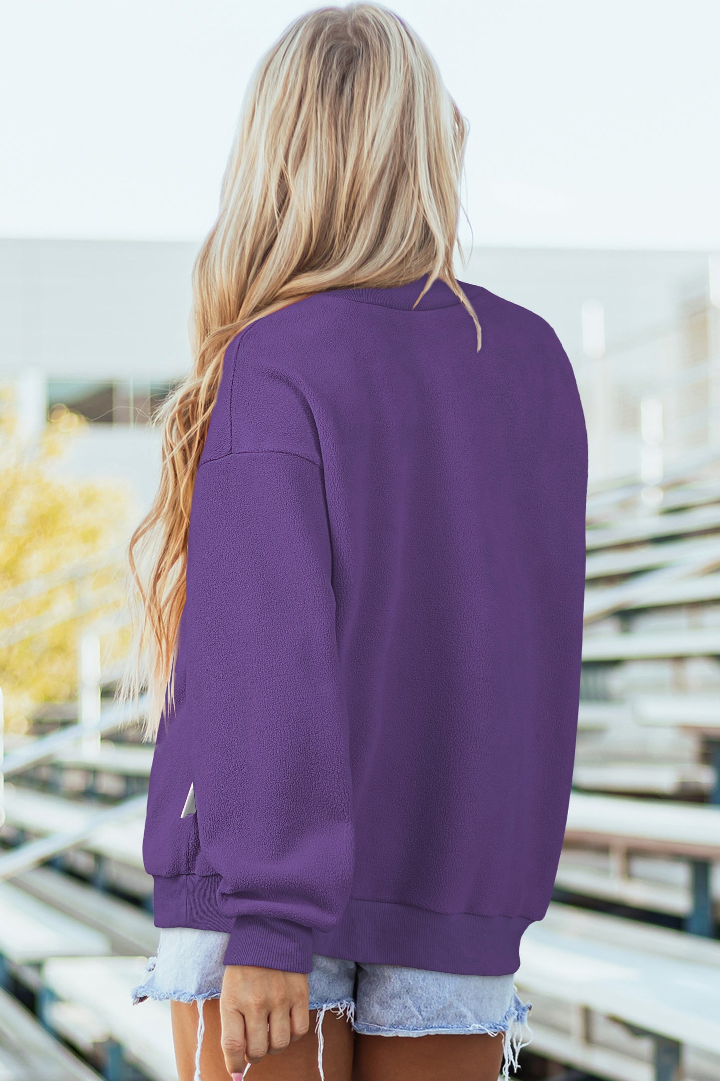 Apricot Oversize Drop Shoulder Reversible Mock Neck Sweatshirt