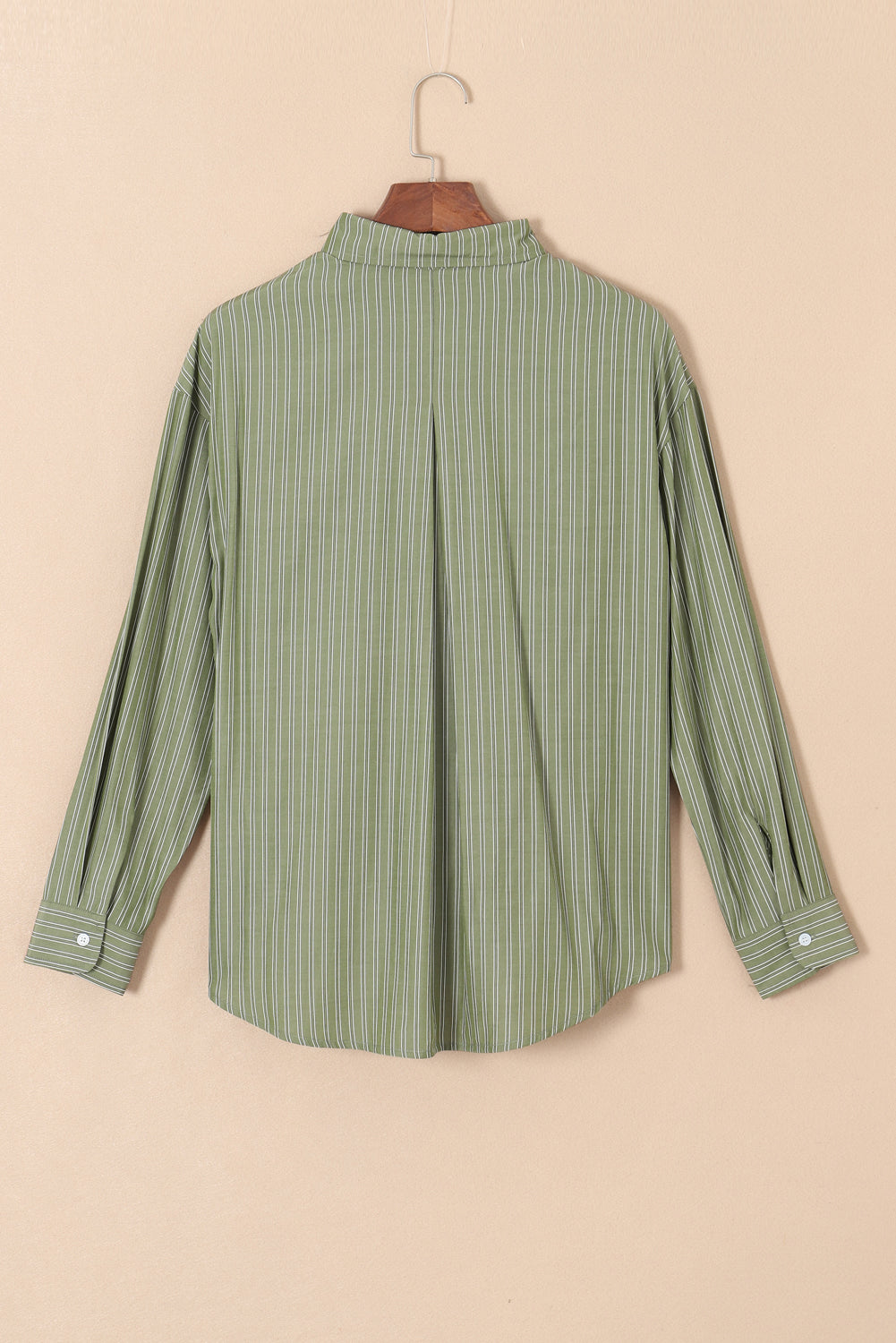Green Stripe Button Up Oversized Casual Shirt