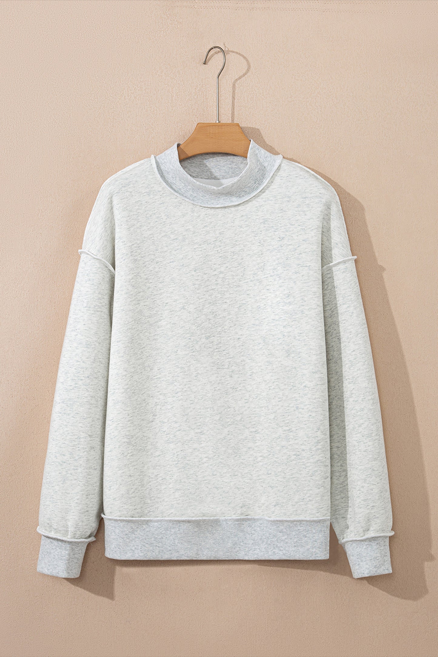 Apricot Oversize Drop Shoulder Reversible Mock Neck Sweatshirt