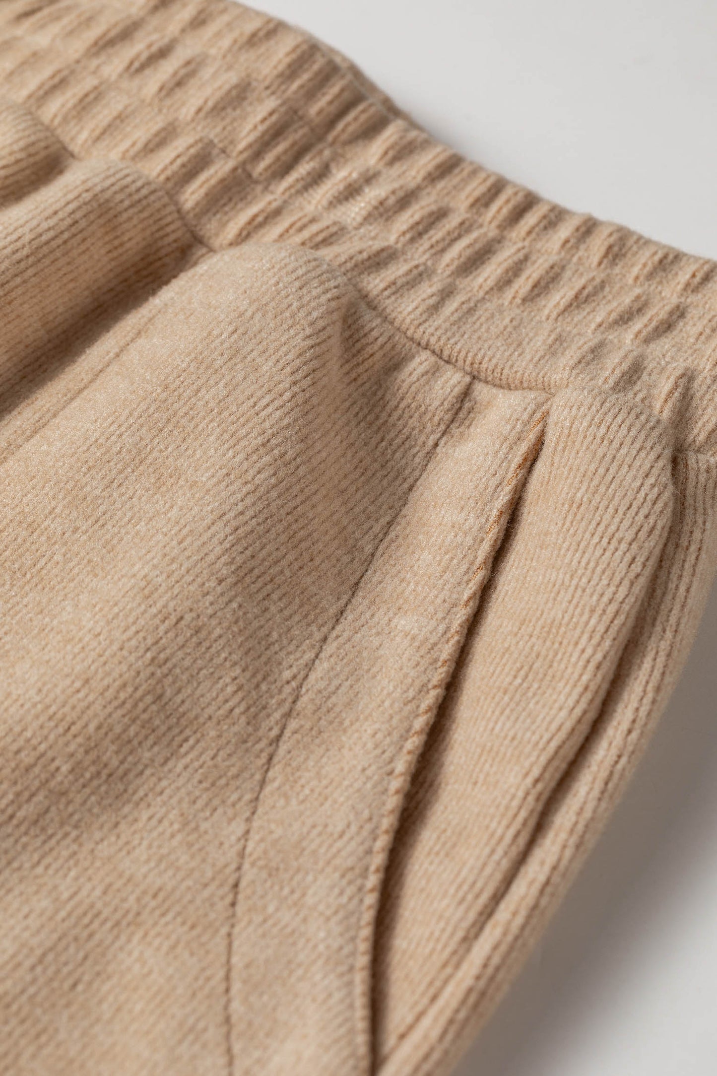 Light French Beige Solid Color Short Sleeve Ribbed Top Casual Pants 2pcs Set