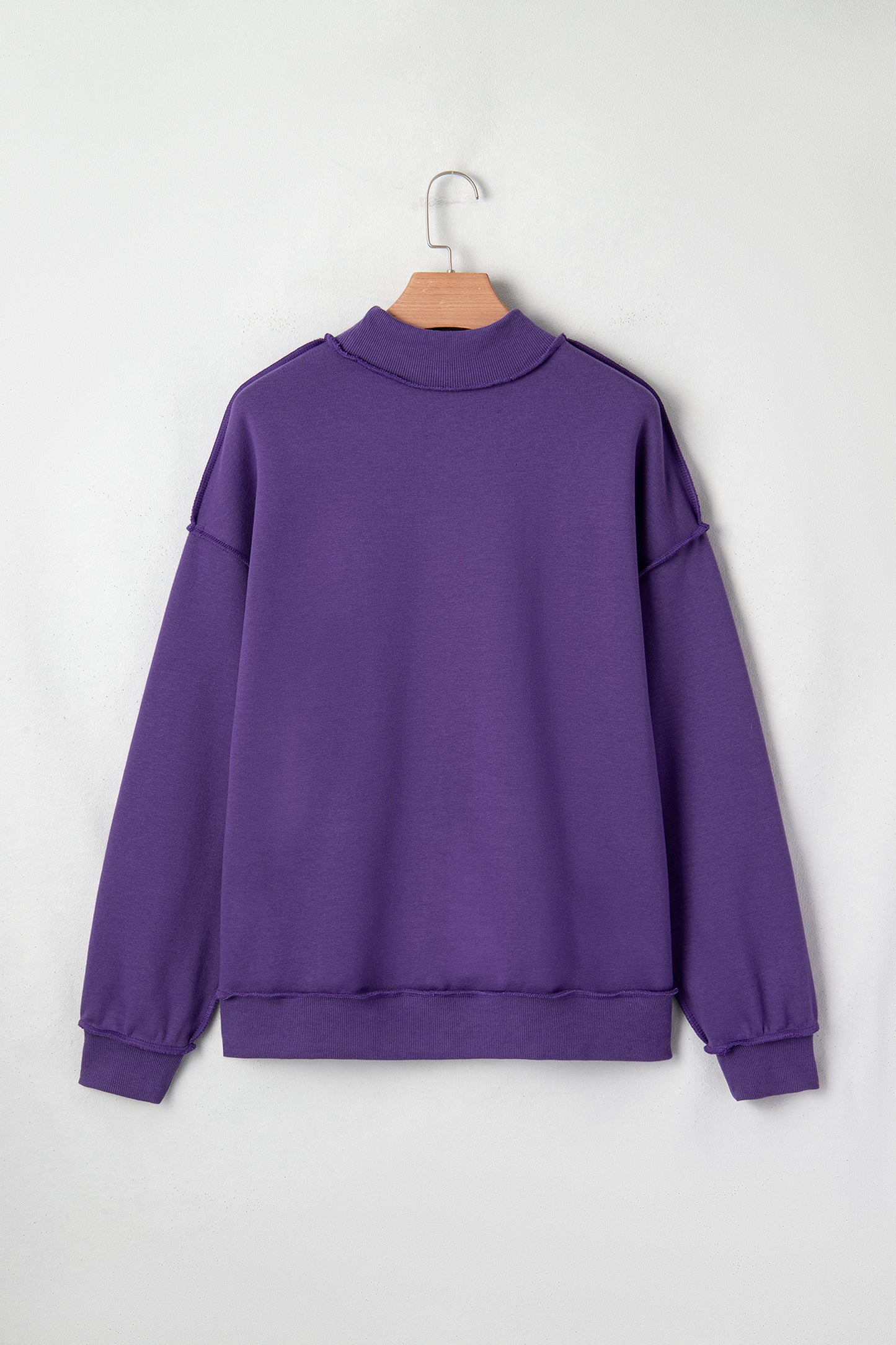 Apricot Oversize Drop Shoulder Reversible Mock Neck Sweatshirt