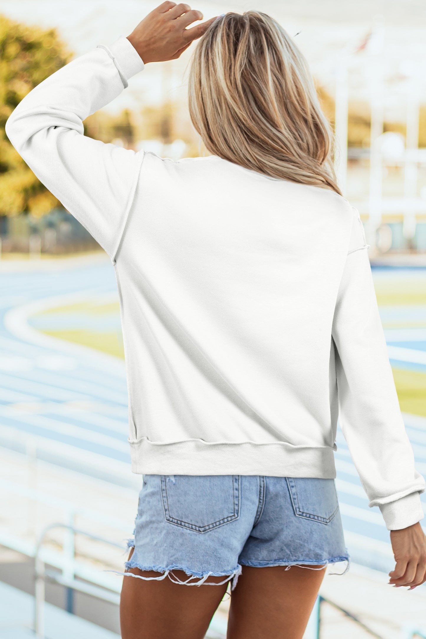 Apricot Oversize Drop Shoulder Reversible Mock Neck Sweatshirt