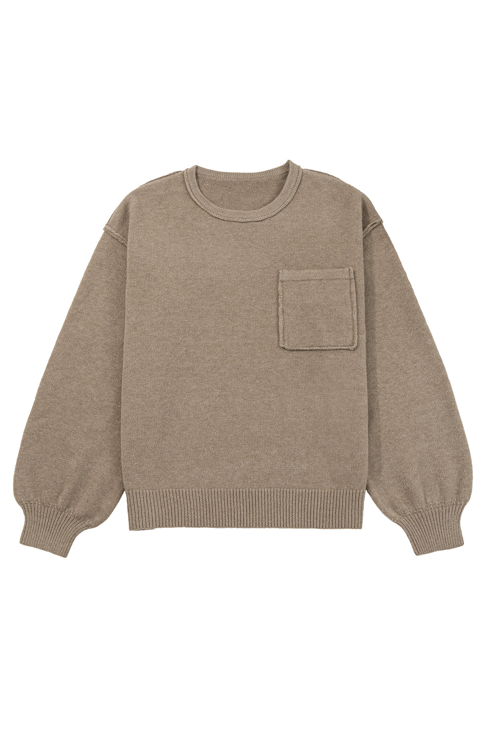 Dark Khaki Pocket Pullover Sweater