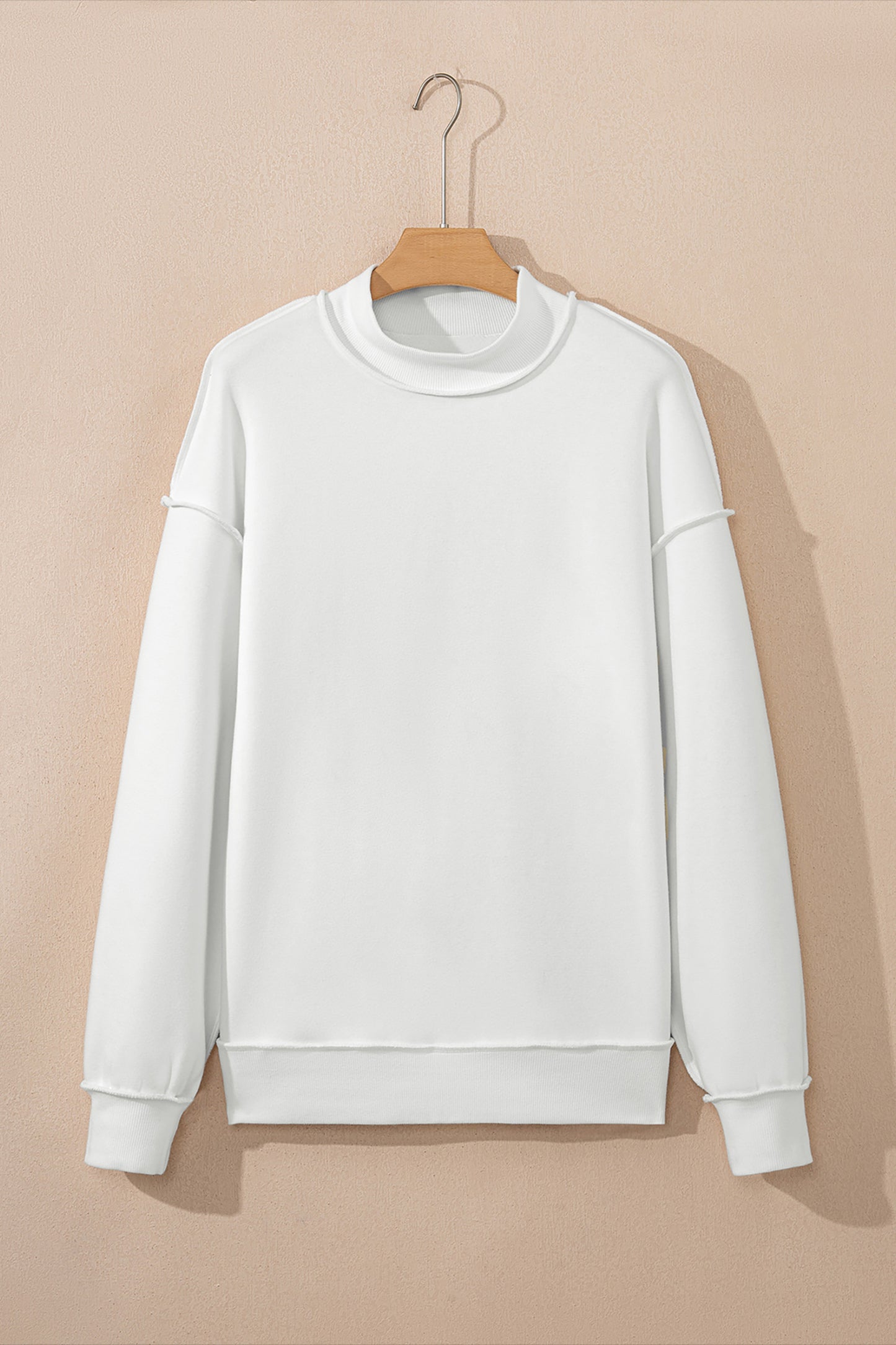 Apricot Oversize Drop Shoulder Reversible Mock Neck Sweatshirt