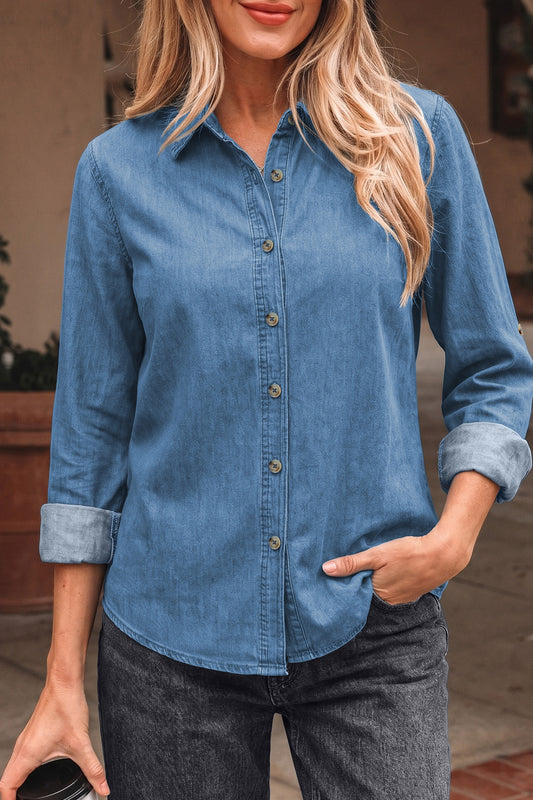 Myosotis Buttoned Down Slim Denim Shirt