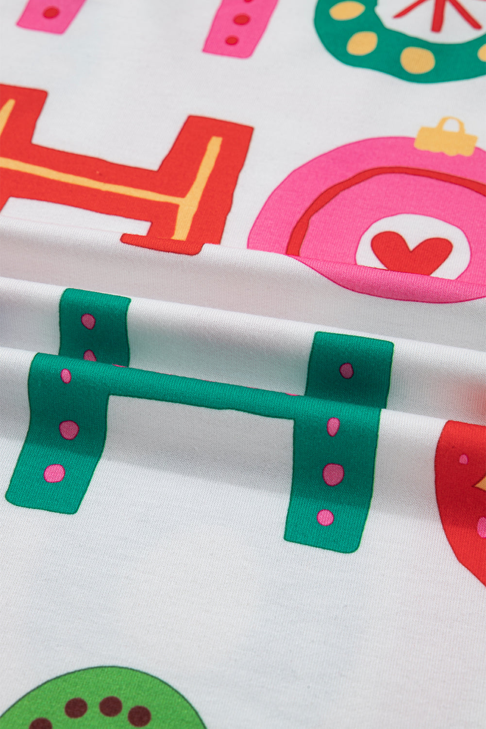 White Ho Ho Ho Letter Graphic Christmas Pajama Set