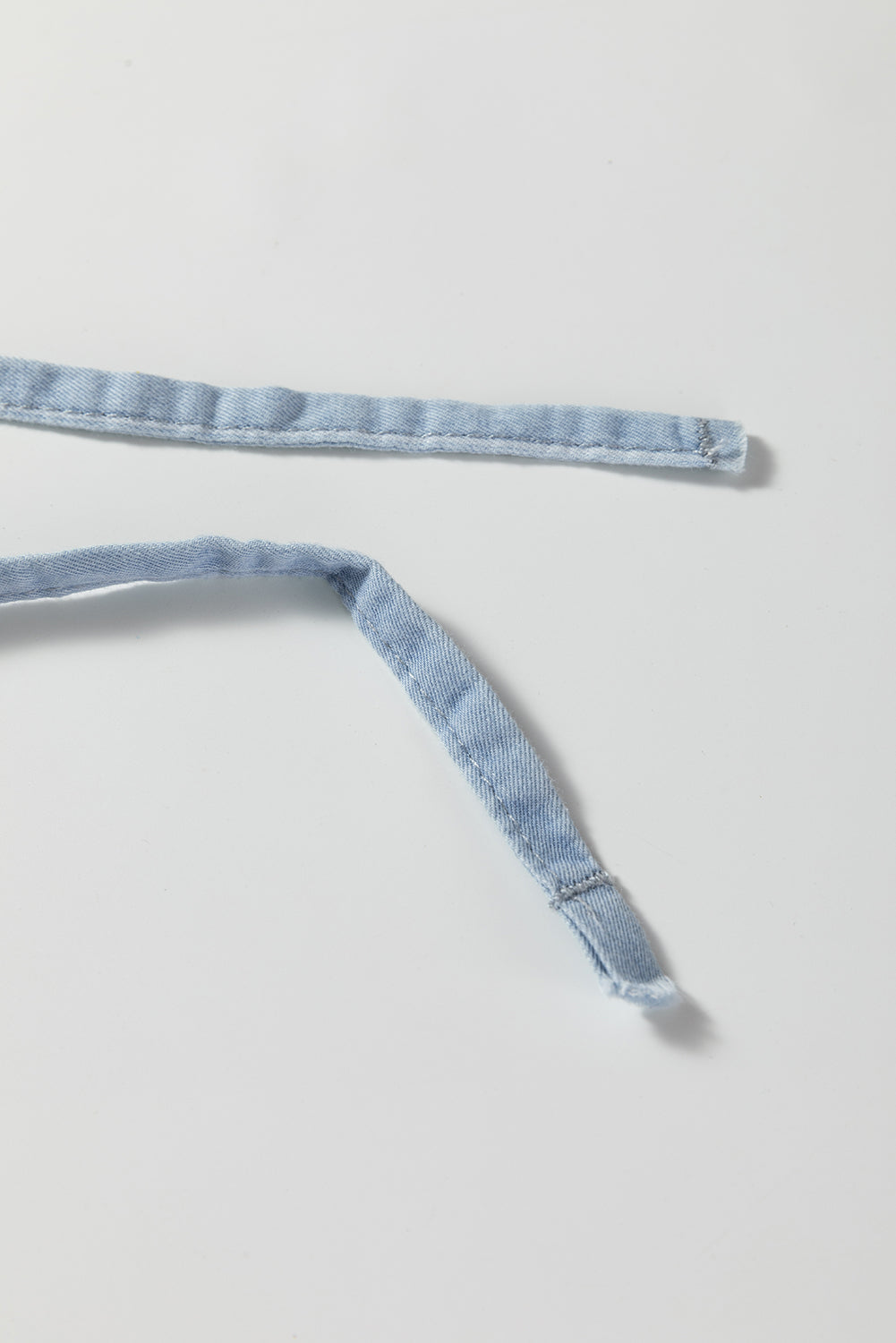 Sky Blue Stripe Chambray Wide Leg Tied Elastic Waist Trousers