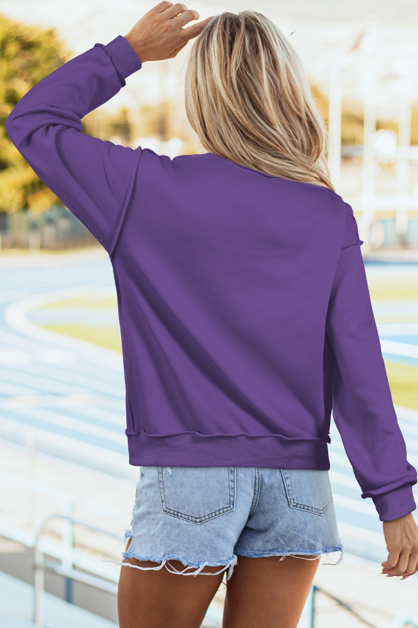 Apricot Oversize Drop Shoulder Reversible Mock Neck Sweatshirt