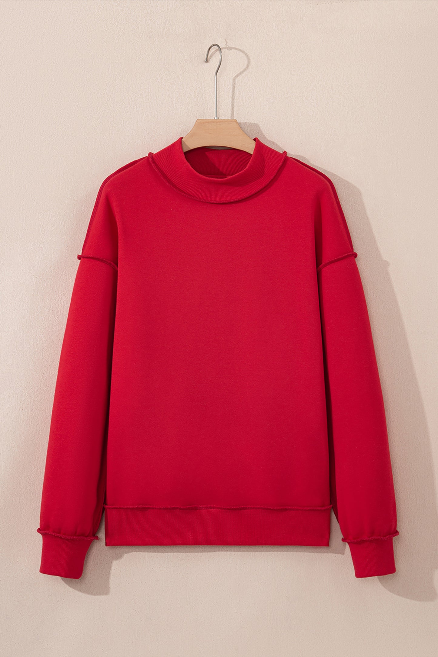Apricot Oversize Drop Shoulder Reversible Mock Neck Sweatshirt