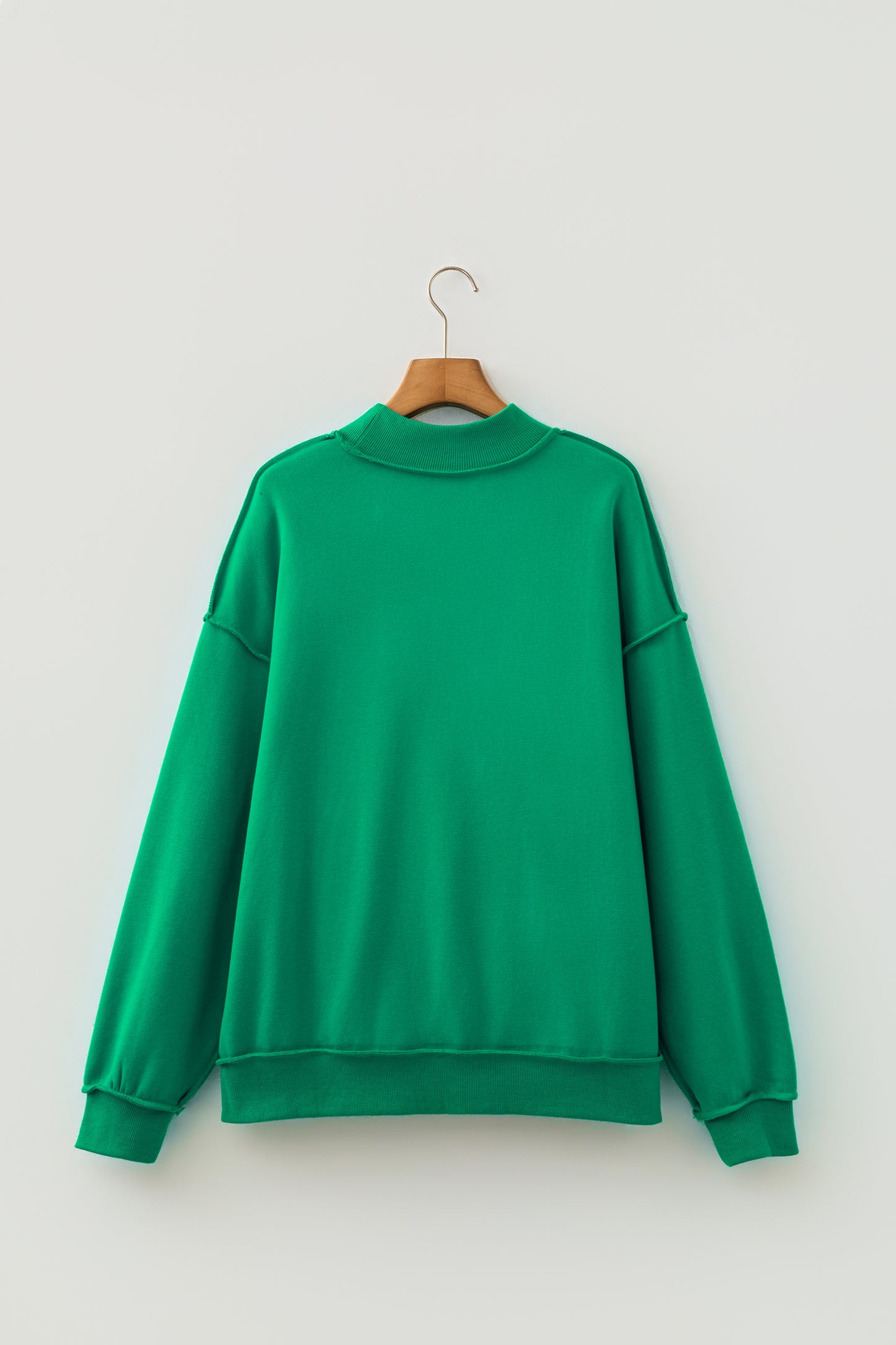 Apricot Oversize Drop Shoulder Reversible Mock Neck Sweatshirt