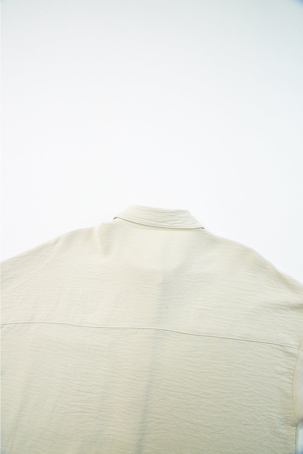 Beige Crinkle Pocket Half Sleeve Shirt