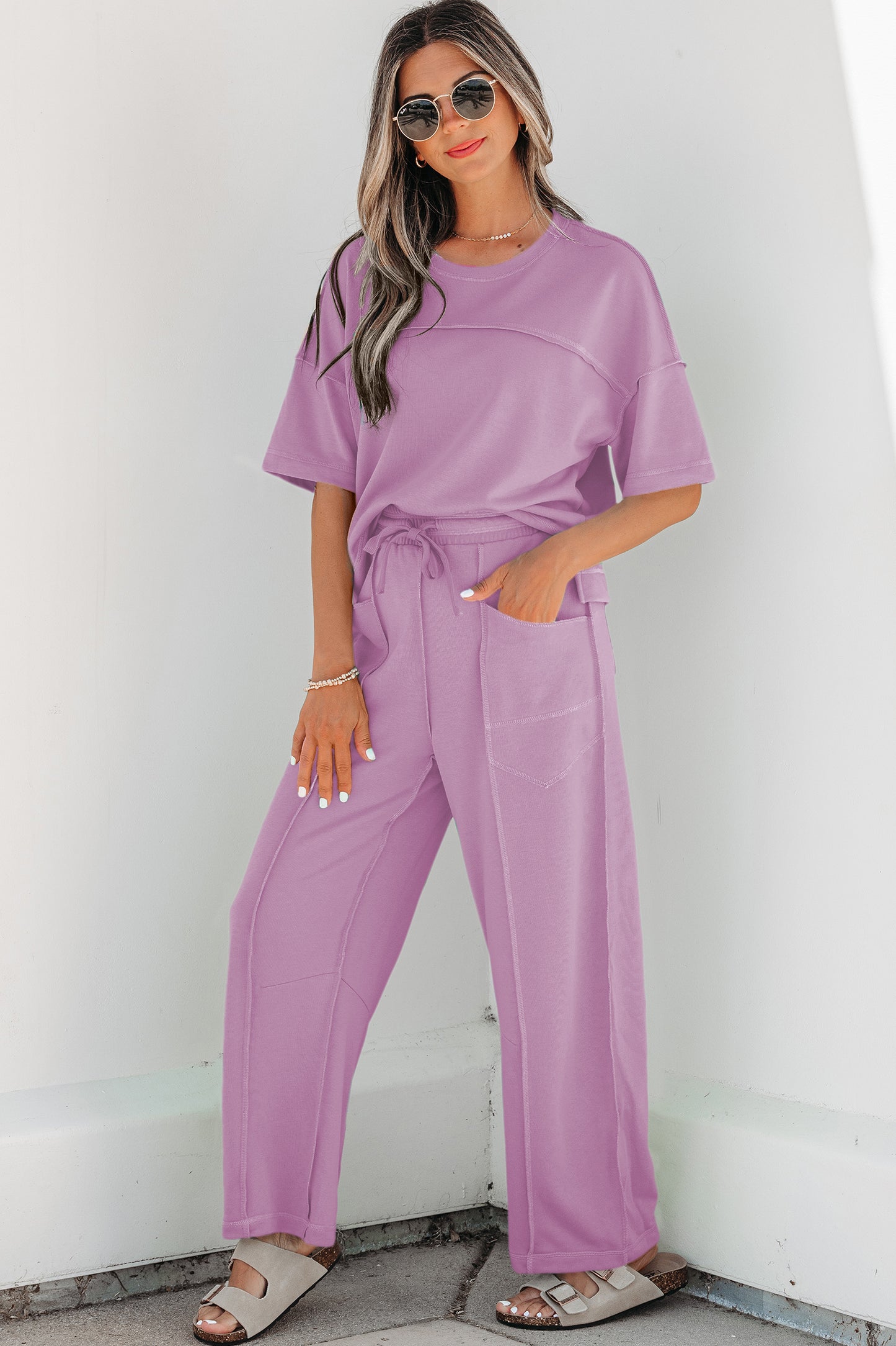 Racing Red Drop Shoulder Boxy Tee and Barrel Pants Set